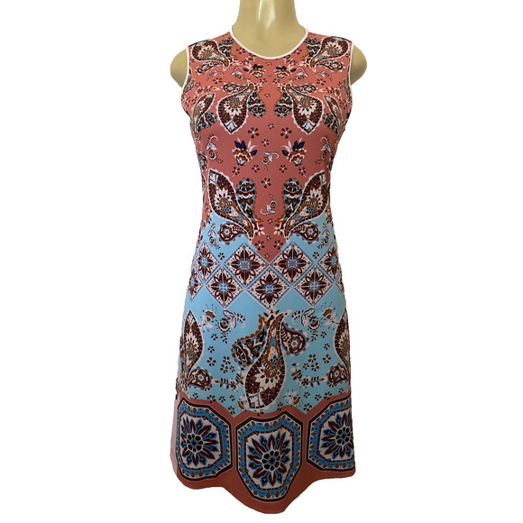 Clover Canyon Dress Sleeveless Paisley Floral Rust Blue Round Neck A Lin… - Picture 1 of 5
